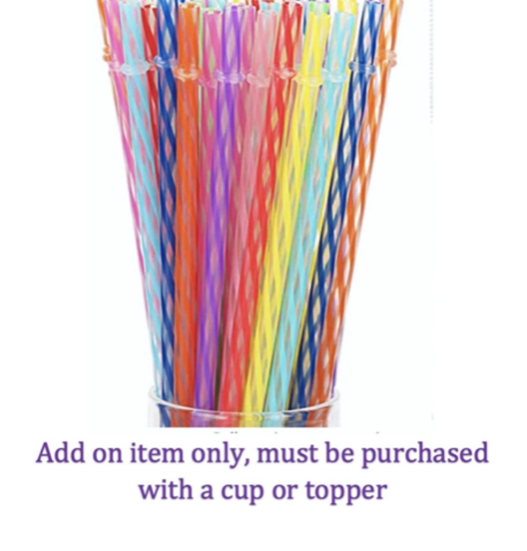 9 inch Reusable Straws, ADD ON ONLY Plastic Straw, Swirly Straw, Washable Straw