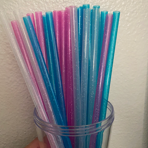 9 inch Glitter Reusable Straws, ADD ON ONLY Plastic Straw